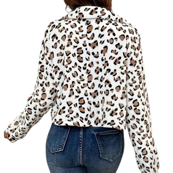 Chic Leopard Print Teddy Jacket - Picture 3 of 5